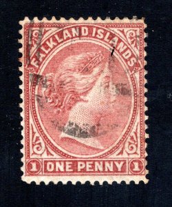 Falkland Islands SC #1  F/VF, Used, Queen Victoria,  CV $500.00 .....1930001