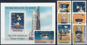 1976 Grenada Mission Viking, Mars, Rockets, compl set+Sheet VFMNH, CAT 7$