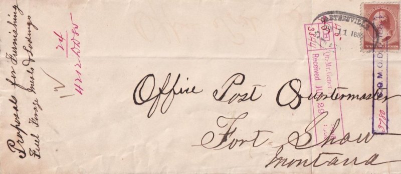 1885, Carterville to Ft. Shaw, MT, #10, Cover has been Folded (46858)