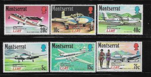 Montserrat 1971 Leeward islands Air Transport LIAT Airplanes Sc 268-273 MNH A805