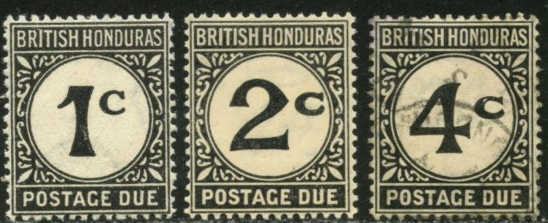 BR. HONDURAS Sc#J1-J3 SGD1-D3 1923-56 Postage Dues Complete Mint LH & Used