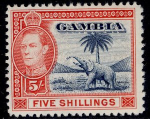 GAMBIA GVI SG160, 5s blue & vermilion, M MINT. Cat £45.