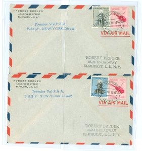 Haiti C95-C96 Each on a First Direct Flight cover Port-Au-Prince to New York,each with a NewYork receiver on back.  Each used wi