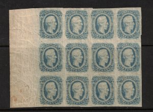 Confederate States Of America #12 Extra Fine Never Hinged Block Of Twelve