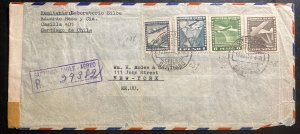 1942 Santiago Chile Censored Airmail Cover To New York USA
