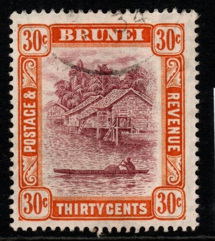 BRUNEI SG76 1931 30c PURPLE & ORANGE-YELLOW FINE USED