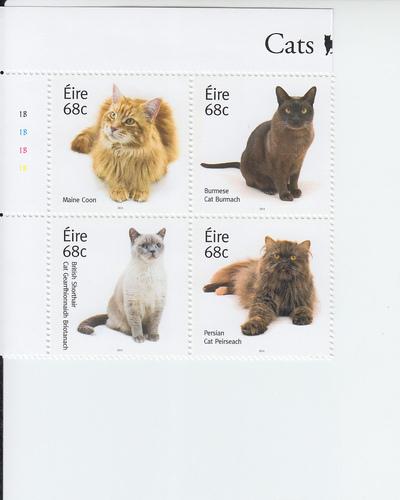 2014 Ireland Cats B4 (Scott 2051-54a) MNH