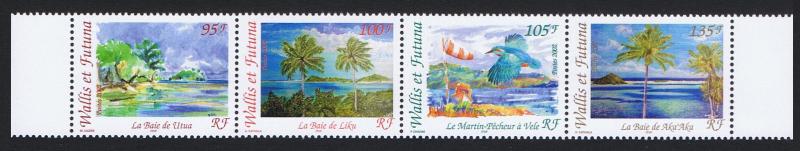 Wallis and Futuna Kingfisher Birds Landscapes full strip of 4v SG#807-810 SC#559