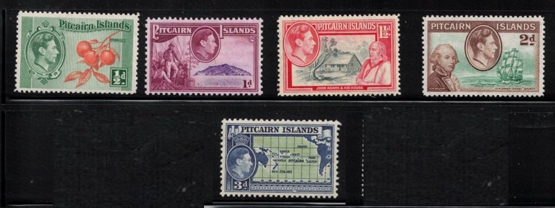 PITCAIRN ISLANDS - Scott # 1-5 MH - KGVI & Various Scenes