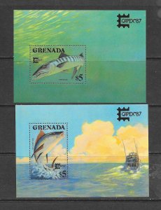 FISH-GRENADA #1514-15 GAME FISH MNH