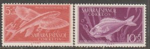SPANISH SAHARA B31-B32, FISH, STAMP DAY, SHORT SET UNUSED, HINGED, OG. VF. (869)