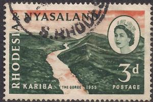 Rhodesia & Nyasaland 1960 QE2 3d Kariba Gorge SG 32b Gorge Flaw Error ( H1338 )