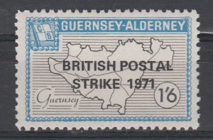 Alderney Guernsey 1971 1/6 Postal Strike overprint Unmounted mint
