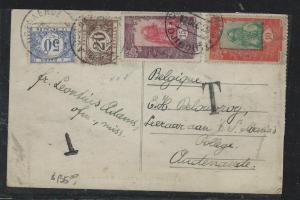 SOMALI COAST (PP2709B) 10C+15C ON PPC TO BELGIUM POSTAGE DUES 20C+50C  NICE