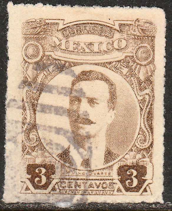 MEXICO 611, 3cents ROULETTED, USED. VF. (332)