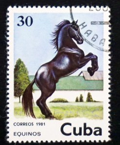 CUBA Sc# 2437 HORSES HORSES HORSES  30c  1981 used cto