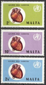 Malta 1972 World - Heart Month set of 3 MNH