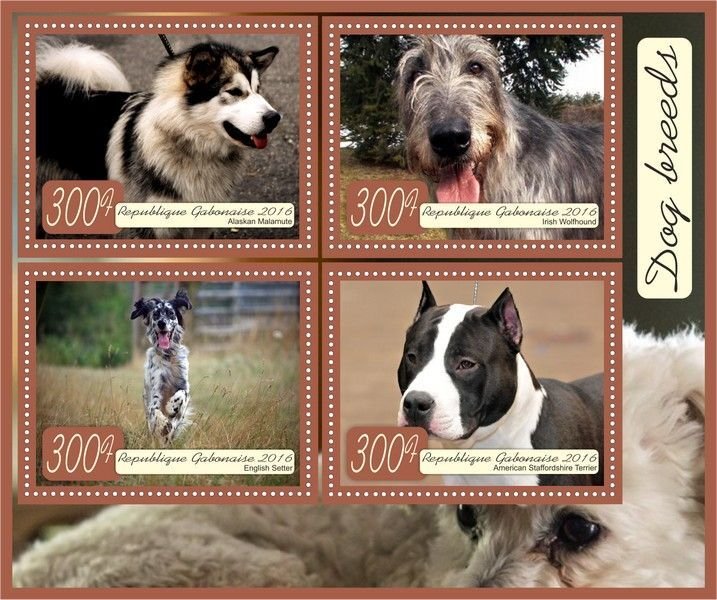 Stamps. Fauna Domestic DOGS  1+1 sheets perforated 2016 year Gabon