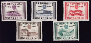 Austria 1955 10th Anniversary of Independence Complete (5)  VF/NH