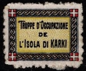 1914 WW One France Delandre Poster Stamp Occupation of Karki, Aegean Islands