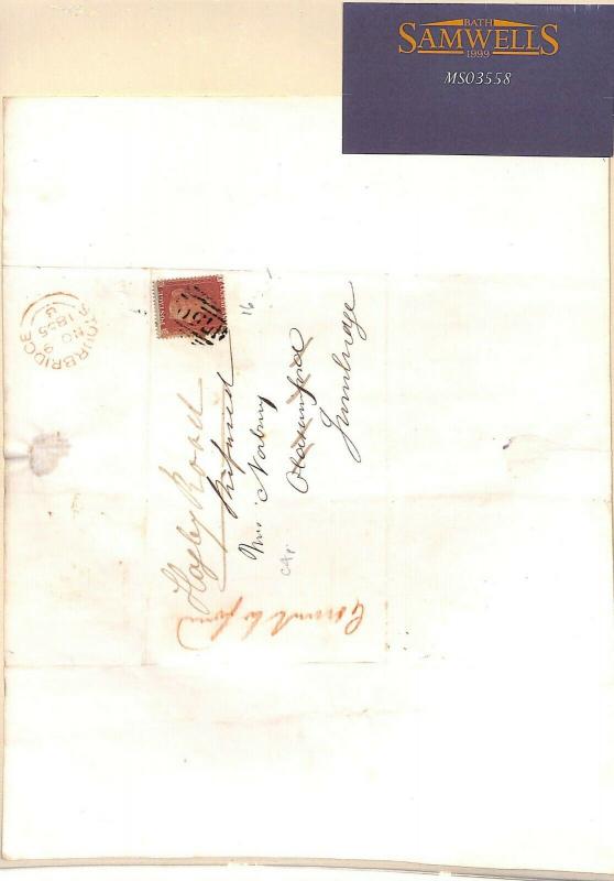 GB WORCS Superb SG.21 Cover STOURBRIDGE *Refused* 1855 RETURNED LETTER MS3558