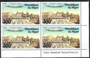 Niger  used Zeppelin Corner Block 300F  #C277