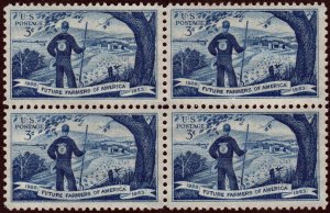 SC#1024 3¢ Future Farmers of America Block of Four (1953) MNH