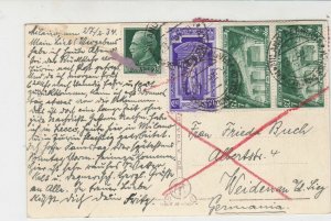 Italy 1934 Expres Milan from Air Pic Multiple Cancels & Stamps Postcard Rf 31038