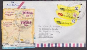 TONGA 1972 cover to New Zealand - mixed issue self adhesives................x519