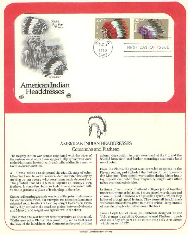 Indian Headdress, FDC (USHFDC2503-4)