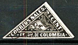 Colombia 1869 2 1/2c Black on Violet Imperf (1v) FU Stamp