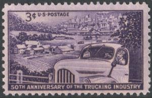 SC#1025 3¢ Trucking Industry, 50 Years Single (1953) MNH