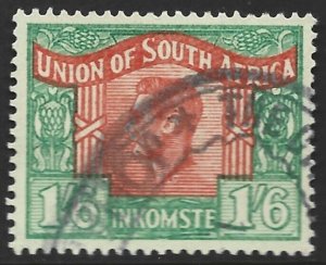 South Africa KGVI Revenue 1/6d Grn & Orng LANGUAGE ERROR #70a VF Used CV £35.00-