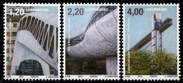 HERRICKSTAMP LUXEMBOURG Sc.# 1341-43 Architecture 2012 Stamps