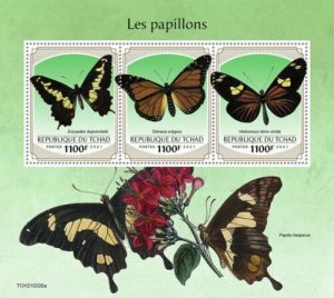 2021/09 - CHAD - BUTTERFLIES                      3V complet set    MNH ** T