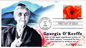 AO-3069-2, 1996, Georgia O’Keeffe, Add On Cachet , First Day Cover, Artist, SC 3