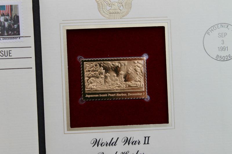 US #2559a-j FDC 1992 WWII 10 Covers 22k Gold Replica Stamp FDC U/A