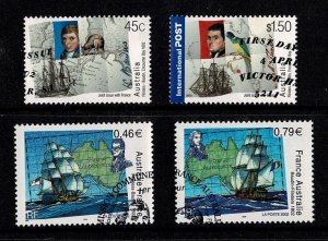 Australia 2002 Flinders-Baudin  France Joint Issue Set of 2 + French Stamps Used