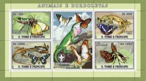 SAO TOME E PRINCIPE 2007 SHEET LIZARDS REPTILES MANTIS INSECTS st7210a