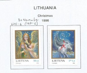 LITHUANIA - 1996 - Christmas -  Perf 2v Set - M L H