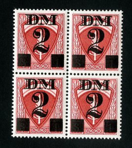 UK Stamps XF Block 4 AMG Travel Revenue 2DM Bush #19