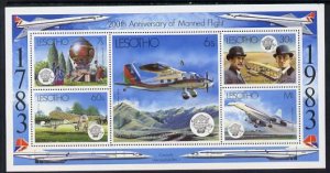 LESOTHO - 1983 - Manned Flight - Perf Min Sheet - Mint Never Hinged