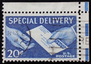 U.S. Used Stamp Scott #E20 20c Special Delivery Corner Sheet Margin Superb Jumbo