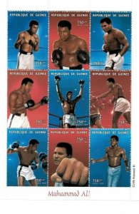 Republique de Guinea MUHAMMAD ALI Stamp Sheet of 9 Stamps - MNH