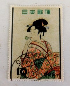 Japan #616 Used/Fine, 10y, Girl Blowing Glas by Ulamaro, 1955