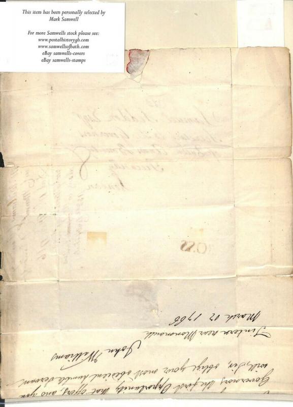 GB WALES Mon TINTERN 1766 ROSS Herefords Cover *Queen Ann's Bounty*Letter MS3800 