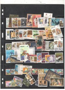 MALTA COLLECTION ON STOCK SHEET MINT/USED