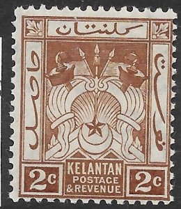 MALAYA KELANTAN SG16 1922 2c BROWN MNH