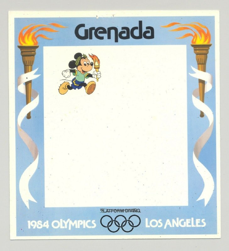 Grenada 1984 Disney Olympics Imperf Chromalin Proof Border of M/S