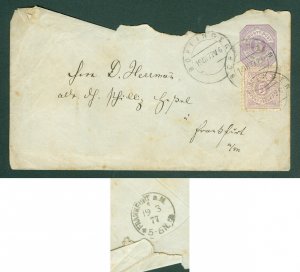 Germany. Wuttemberg. Cover,Stationery 1877. Bopfingen. 5 + 5 Pf. Uprated